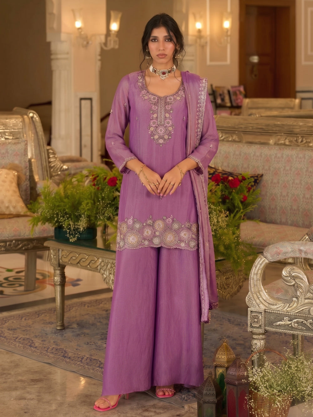 Bala  orchid full work gharara suit set
