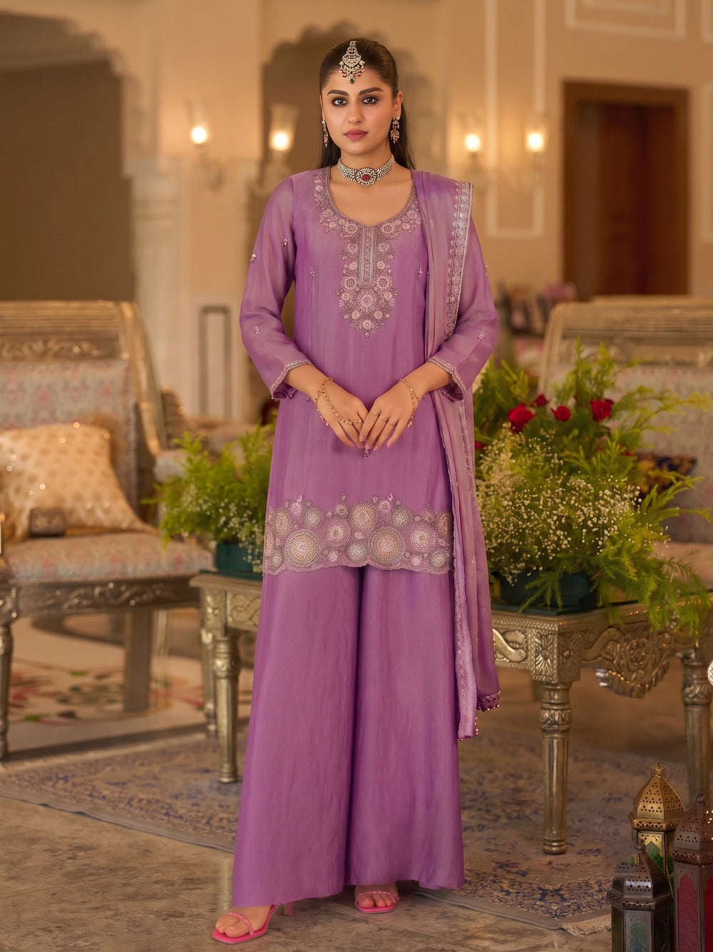 Bala  orchid full work gharara suit set