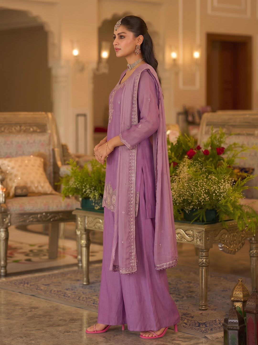 Bala  orchid full work gharara suit set