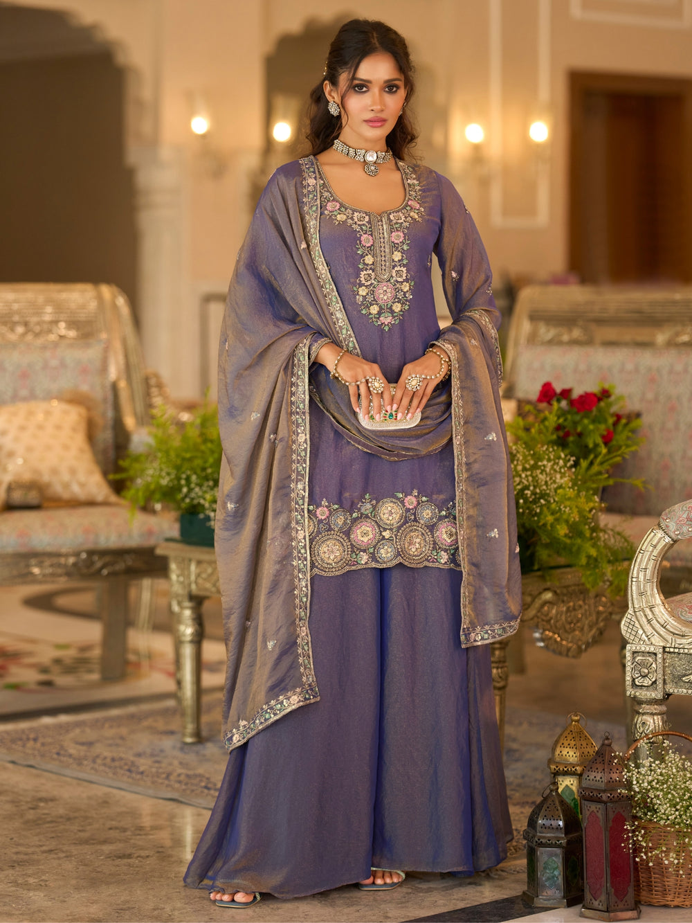 Bala thistle full work gharara suit set