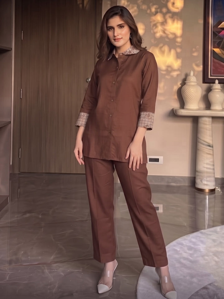 Bani Caramel Embrodiery Co-Ord Set