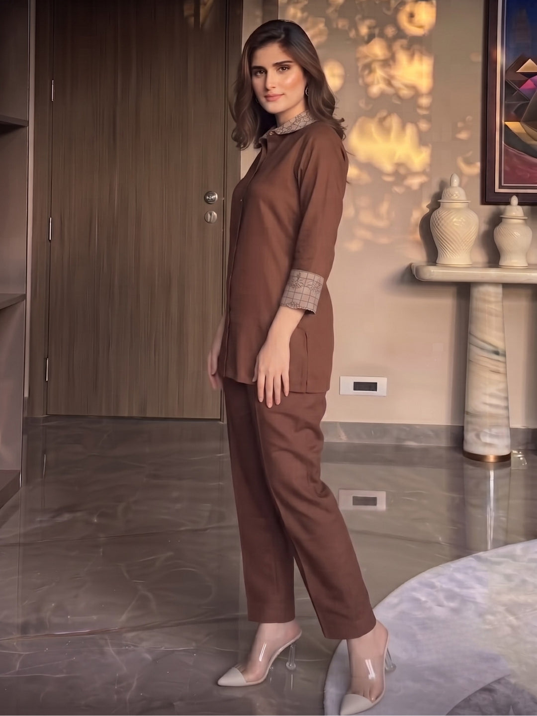 Bani Caramel Embrodiery Co-Ord Set