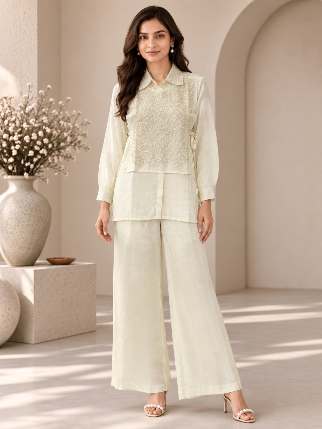 Bani Daisy Handwork Bib Style Co-Ord Set