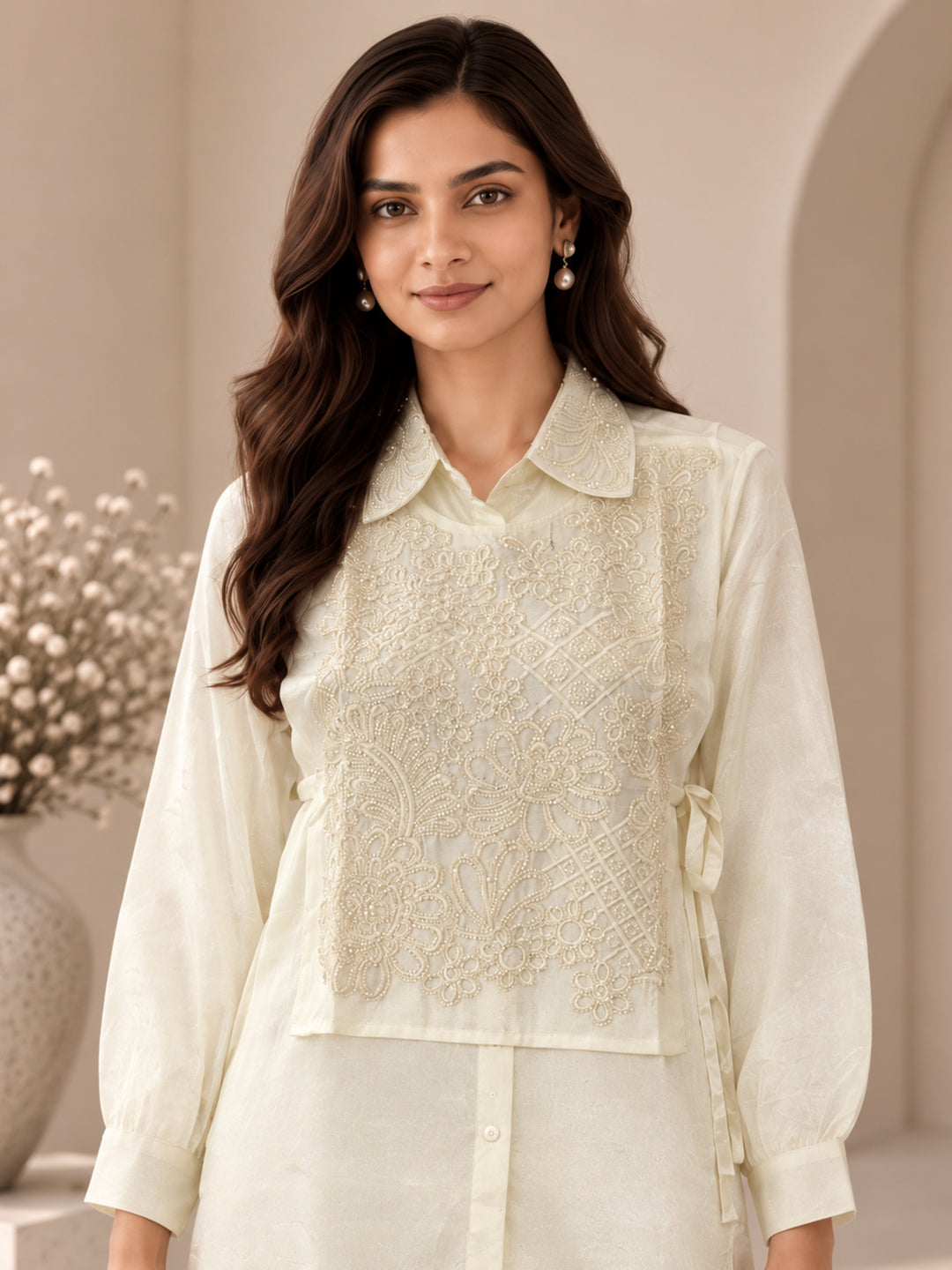 Bani Daisy Handwork Bib Style Co-Ord Set