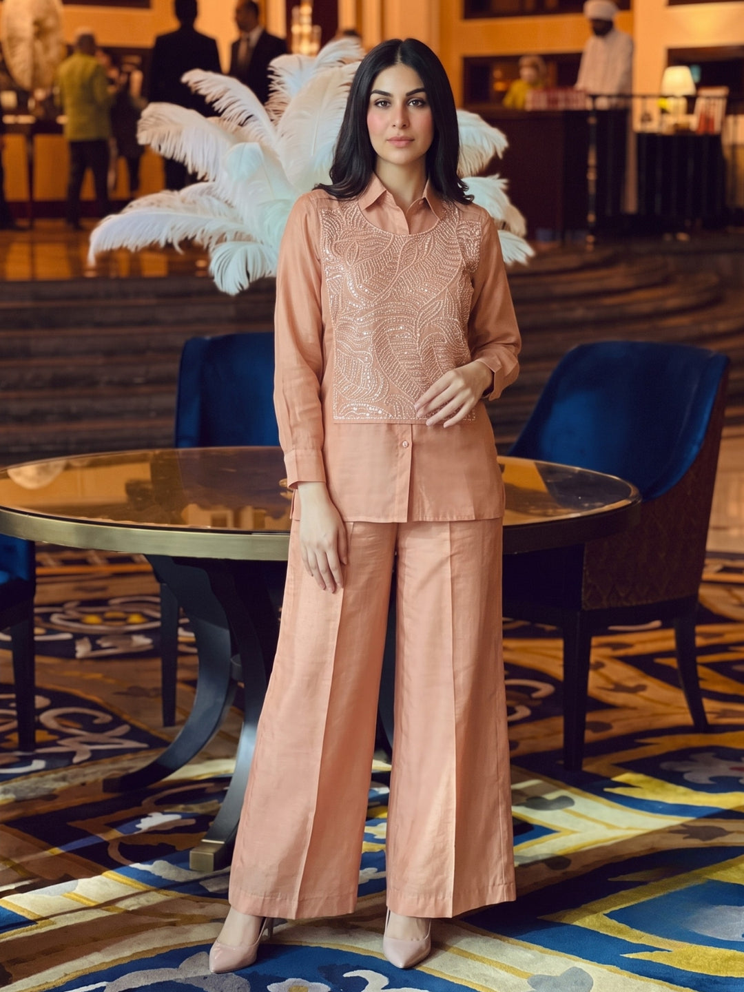 Bani Ecru Handwork Bib Style Co-Ord Set