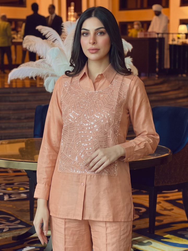 Bani Ecru Handwork Bib Style Co-Ord Set
