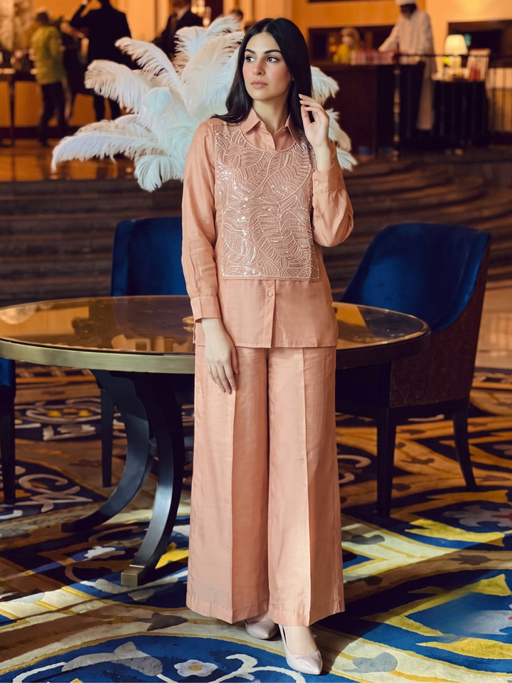 Bani Ecru Handwork Bib Style Co-Ord Set