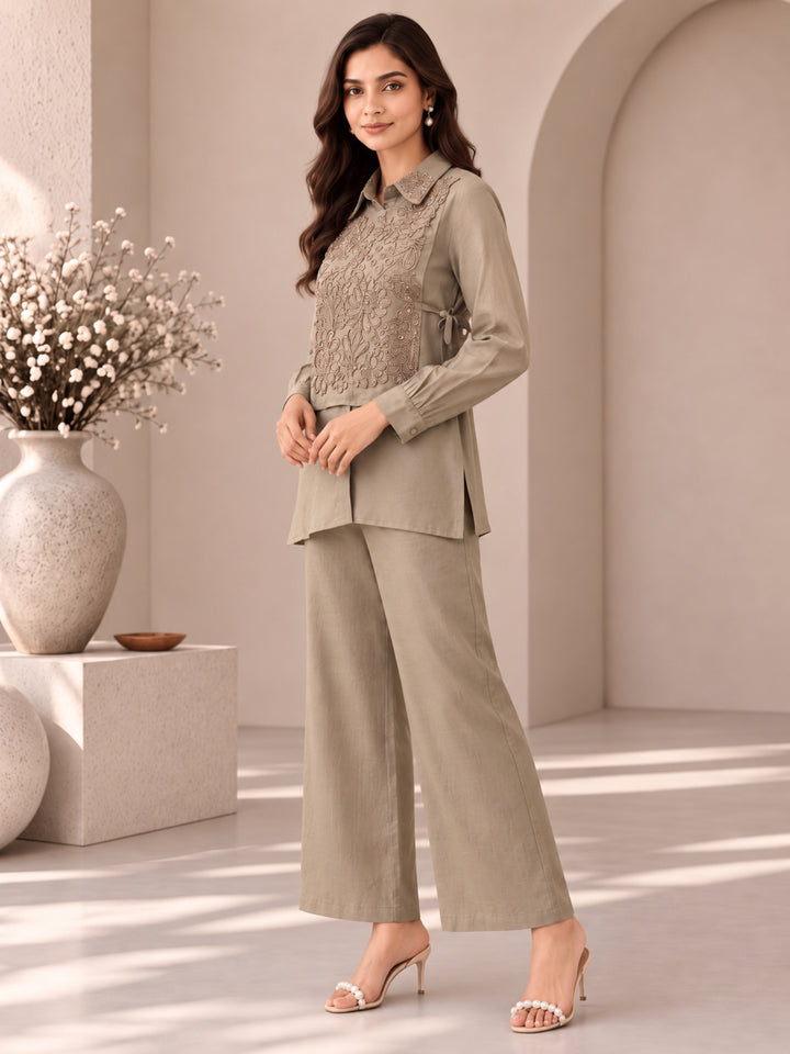 Bani Glow Handwork Bib Style Co-Ord Set