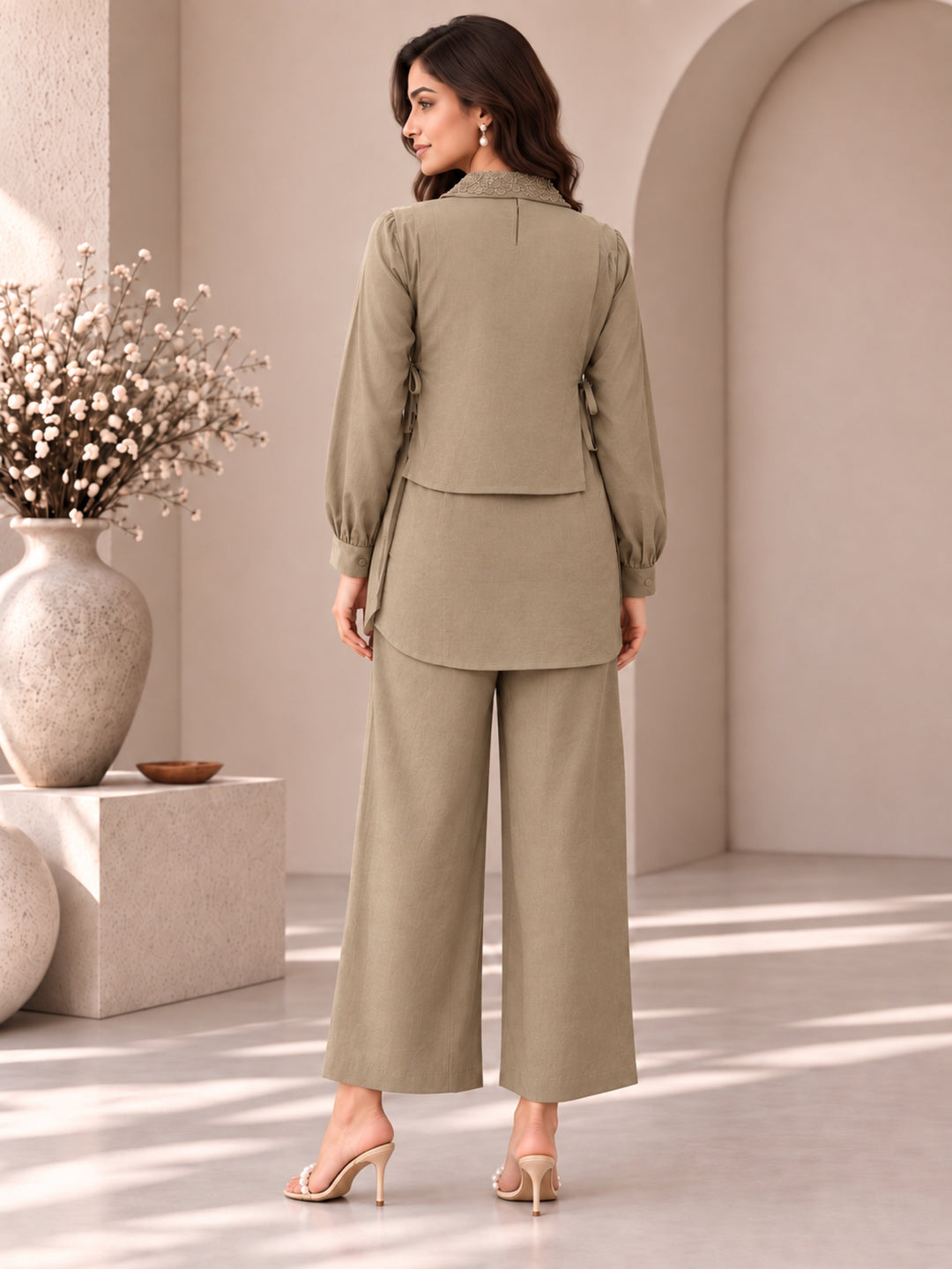 Bani Glow Handwork Bib Style Co-Ord Set