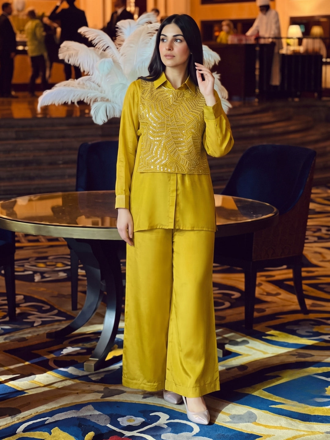 Bani Mimosa Handwork Bib Style Co-Ord Set