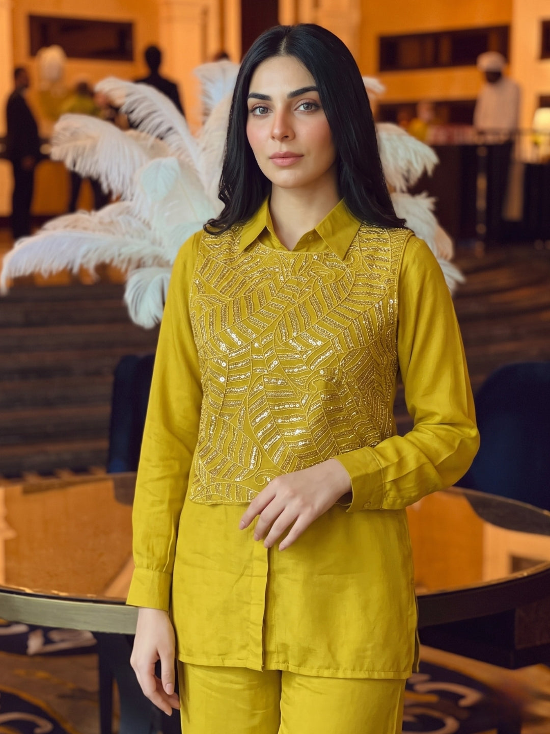 Bani Mimosa Handwork Bib Style Co-Ord Set
