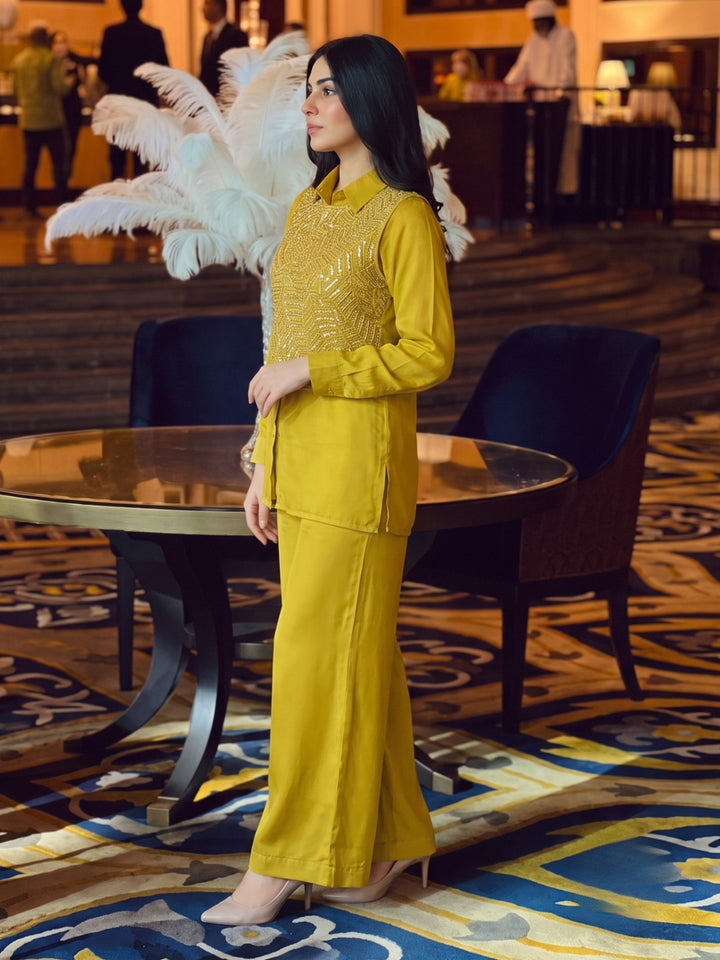 Bani Mimosa Handwork Bib Style Co-Ord Set