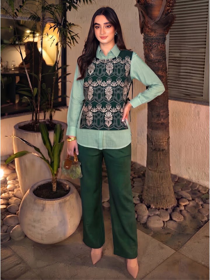 Bani Moss Embroidery Bib Style Co-Ord Set