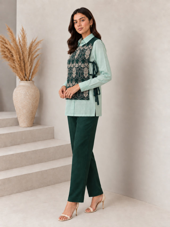 Bani Moss Embroidery Bib Style Co-Ord Set