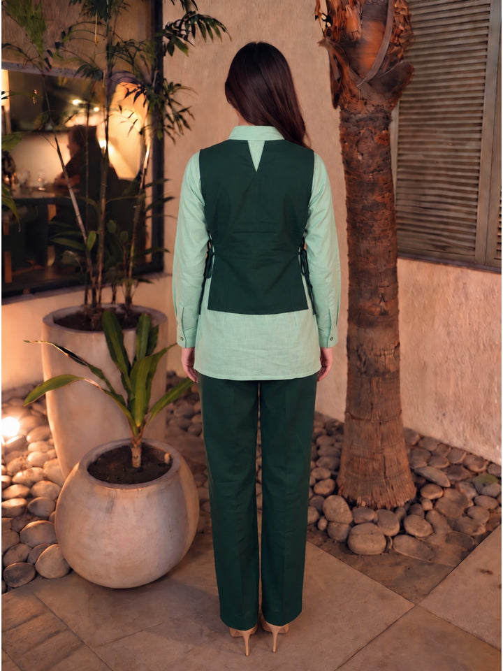 Bani Moss Embroidery Bib Style Co-Ord Set