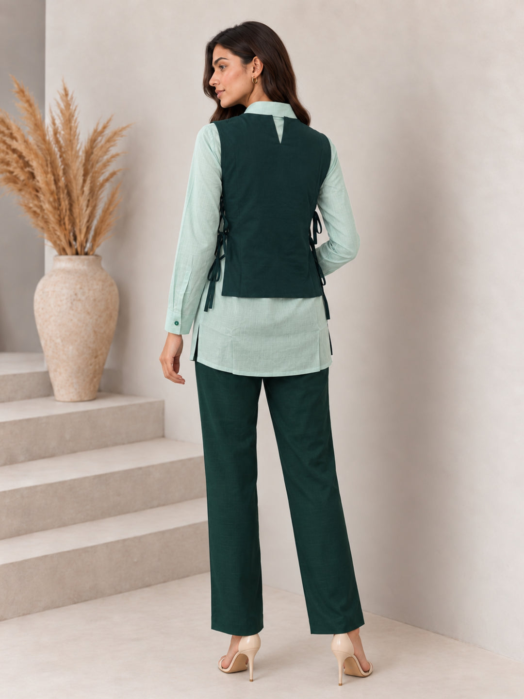 Bani Moss Embroidery Bib Style Co-Ord Set