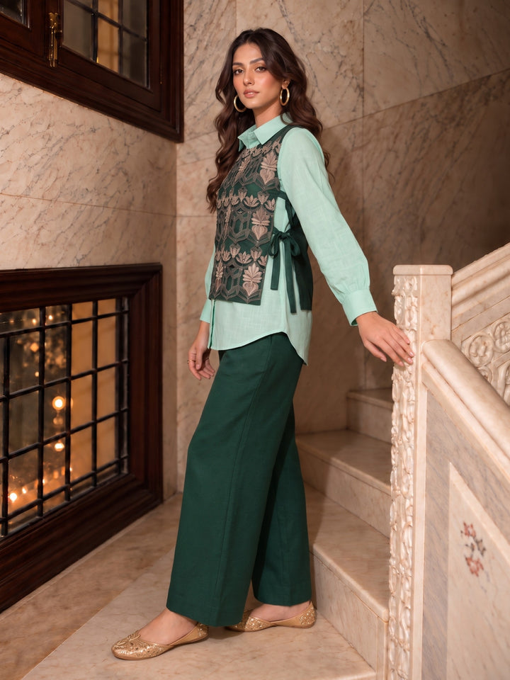 Bani Moss Embroidery Bib Style Co-Ord Set
