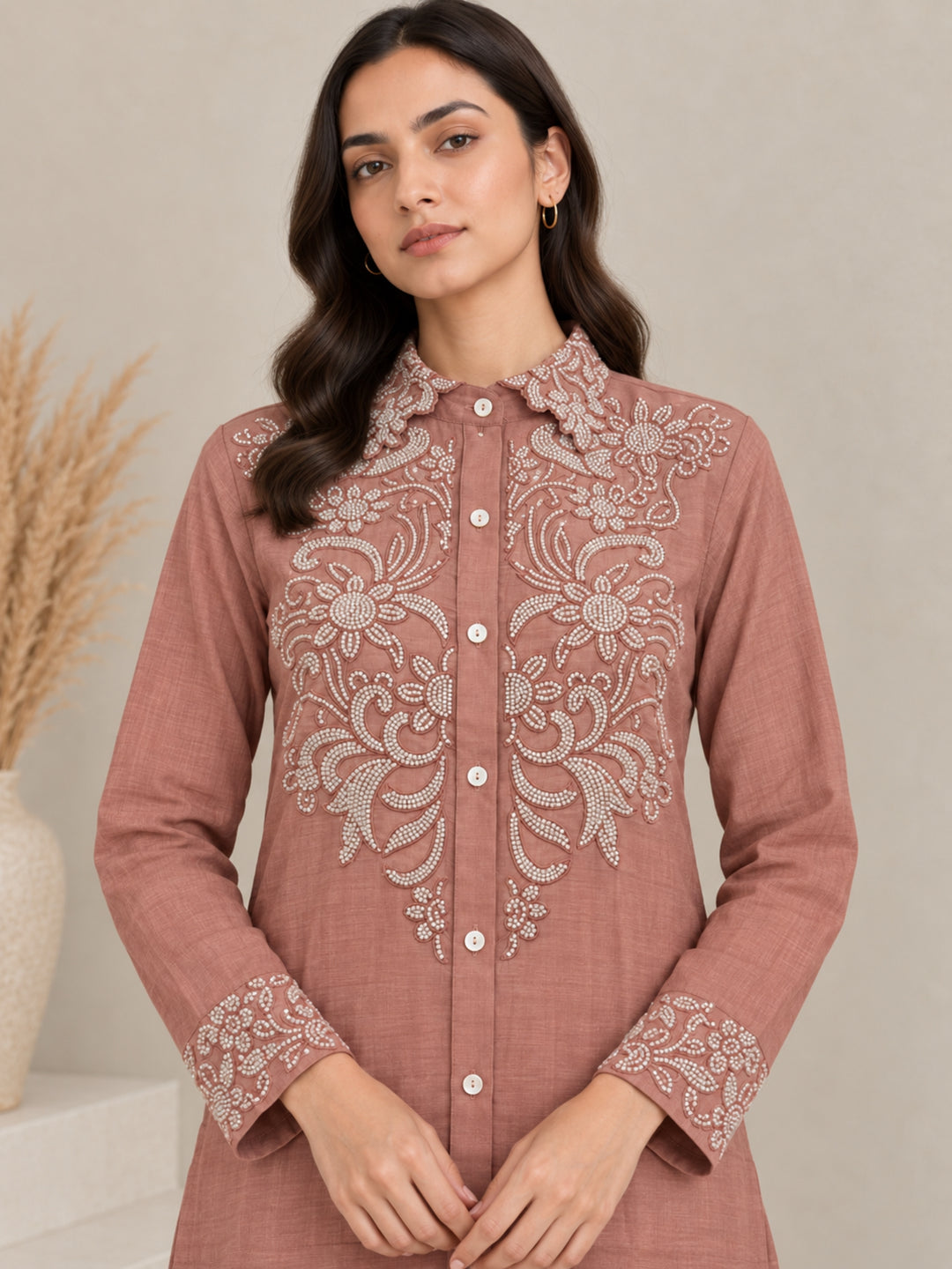 Bani Salmon Handwork Festive Co-Ord Set