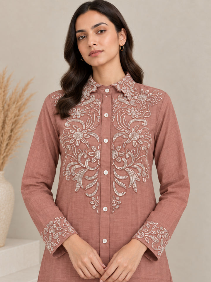 Bani Salmon Handwork Festive Co-Ord Set