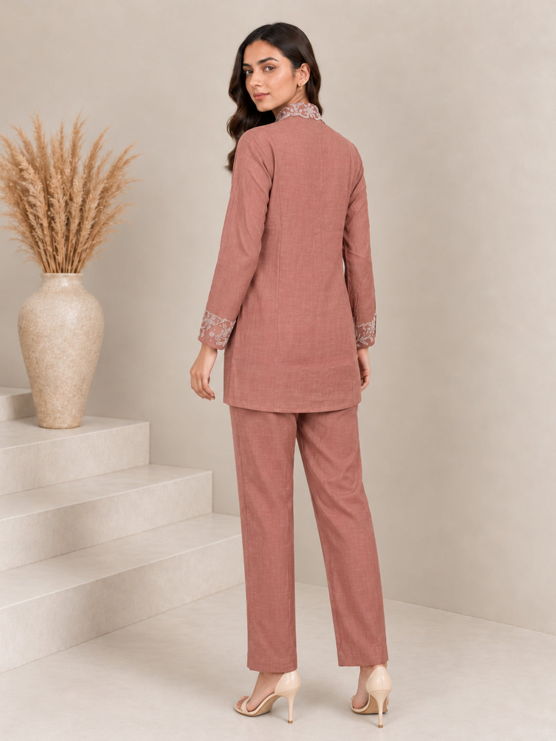 Bani Salmon Handwork Festive Co-Ord Set