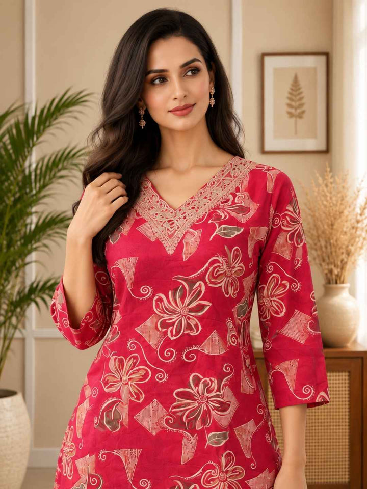 Barnali Cardinal Printed Work Kurti