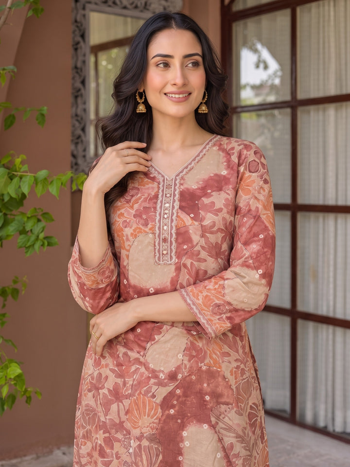 Barnali Sepia Printed Work Kurti