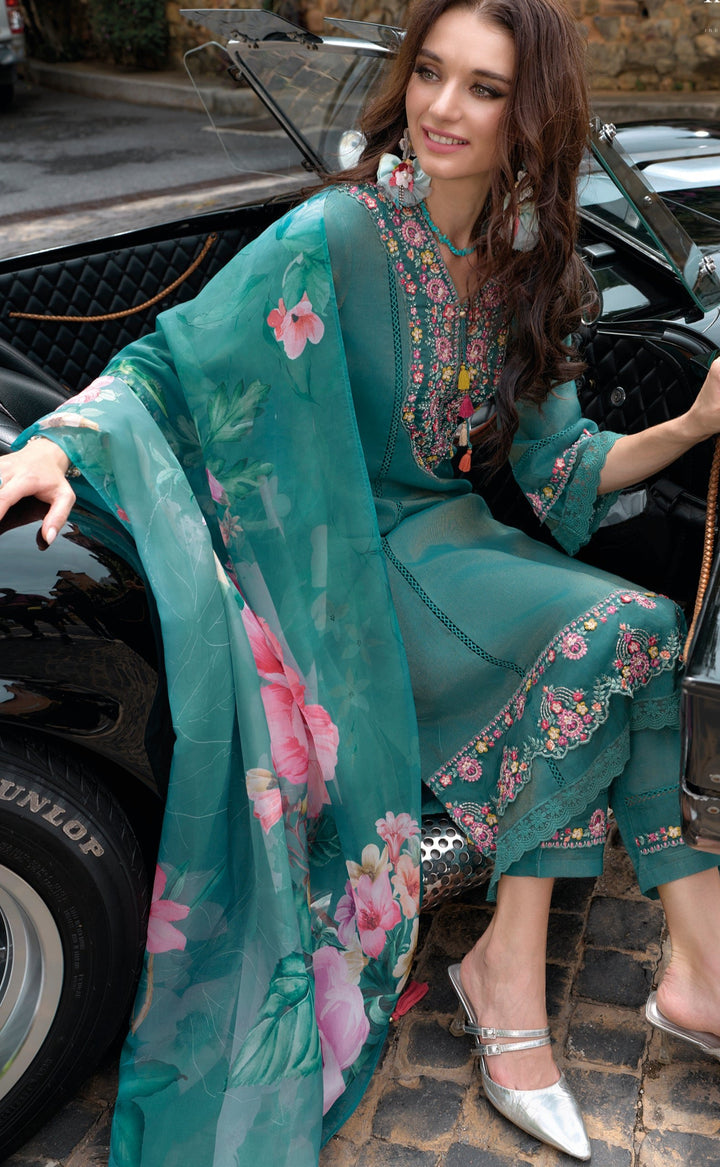 Tuba Teal Pakistani Full Work Suit Set