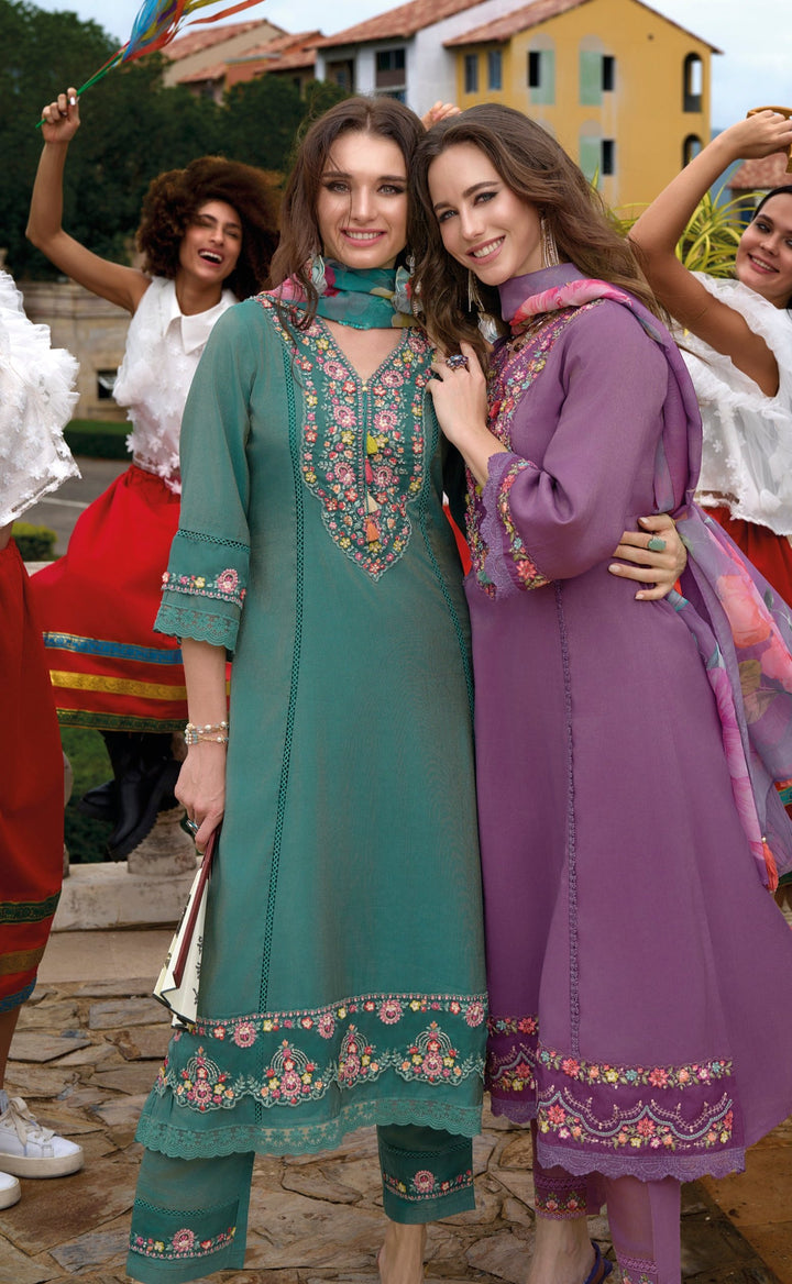 Tuba Teal Pakistani Full Work Suit Set