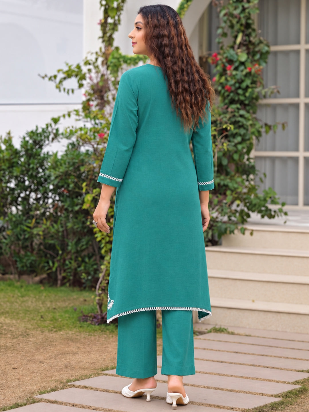 Bhakti Hibis Embroidery Co-ord Set