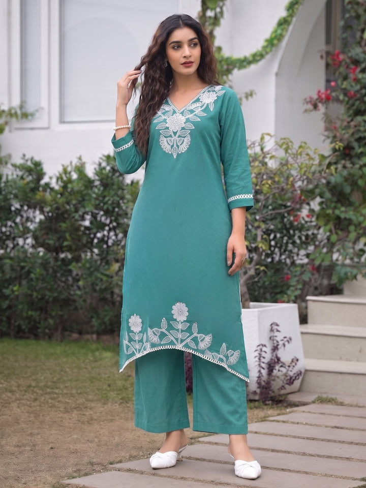 Bhakti Hibis Embroidery Co-ord Set