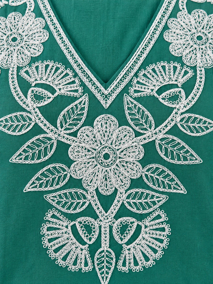 Bhakti Hibis Embroidery Co-ord Set