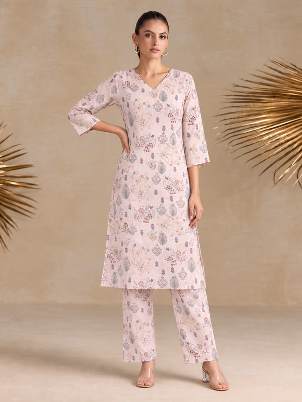 Bindiya Pearl Linen Printed Kurta Pant Set
