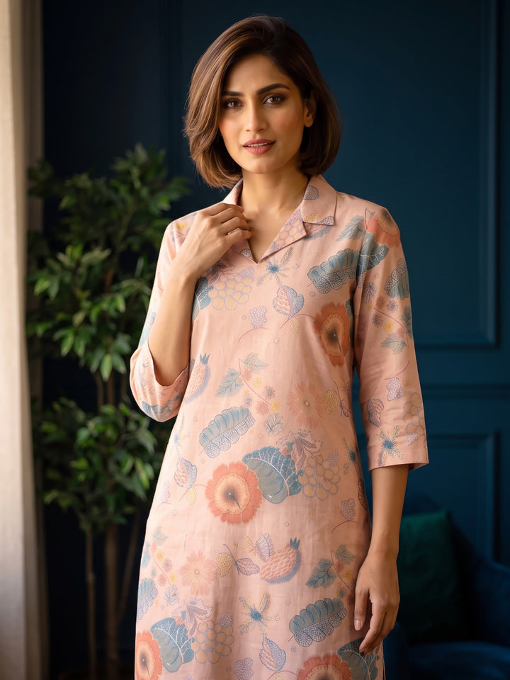 Bindiya rose linen kurta pant set