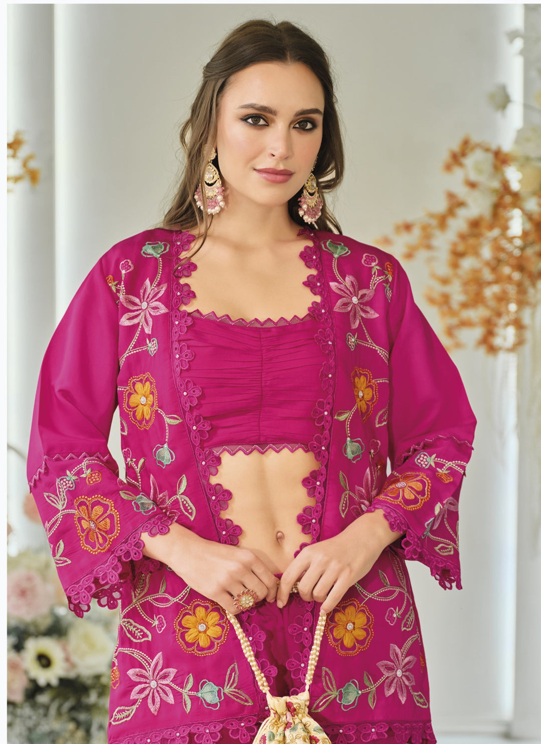 Aditri rose full work fusion wear co-ord set