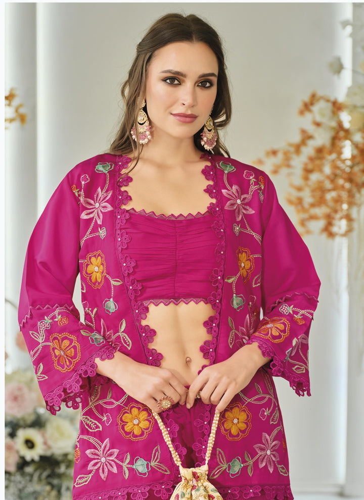 Aditri rose full work fusion wear co-ord set