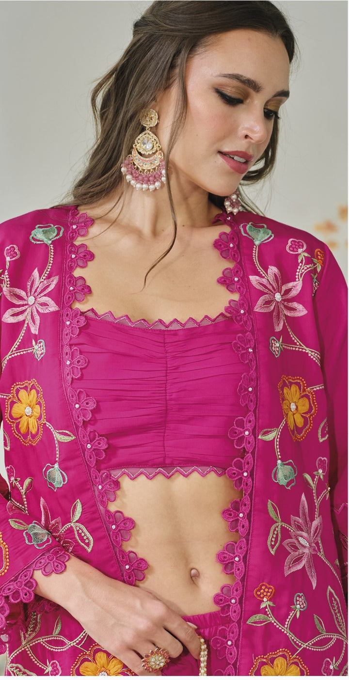 Aditri rose full work fusion wear co-ord set