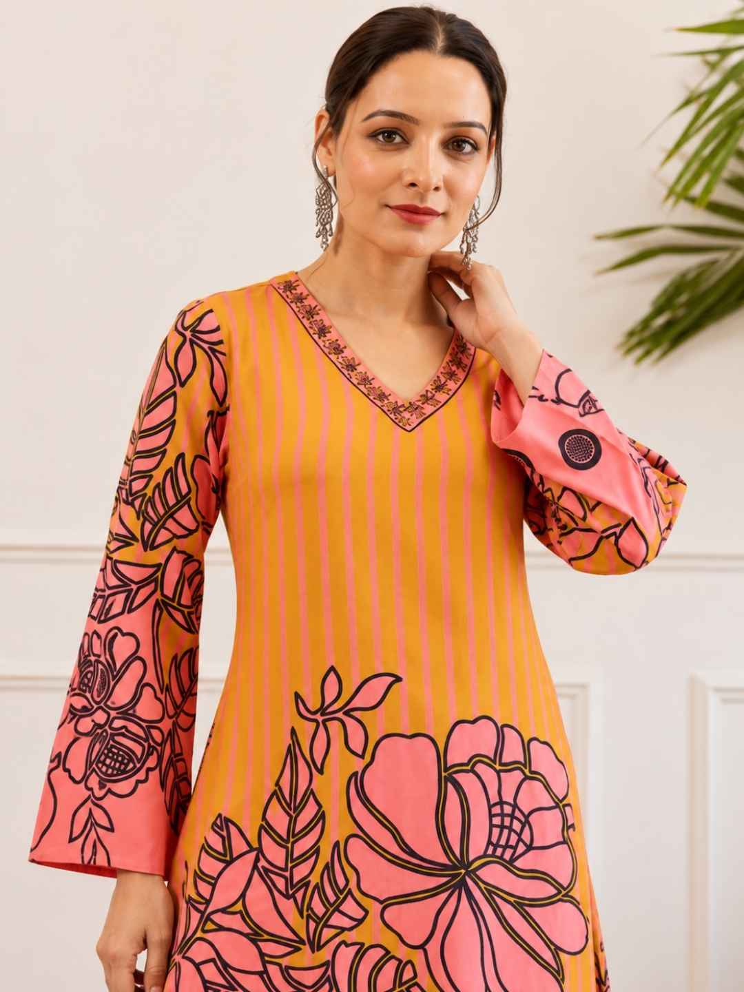 Bakul Apricot Printed Kurta Pant Set