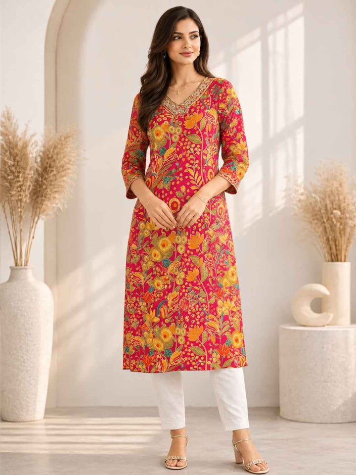 Barnali Cherry Printed Work Kurti