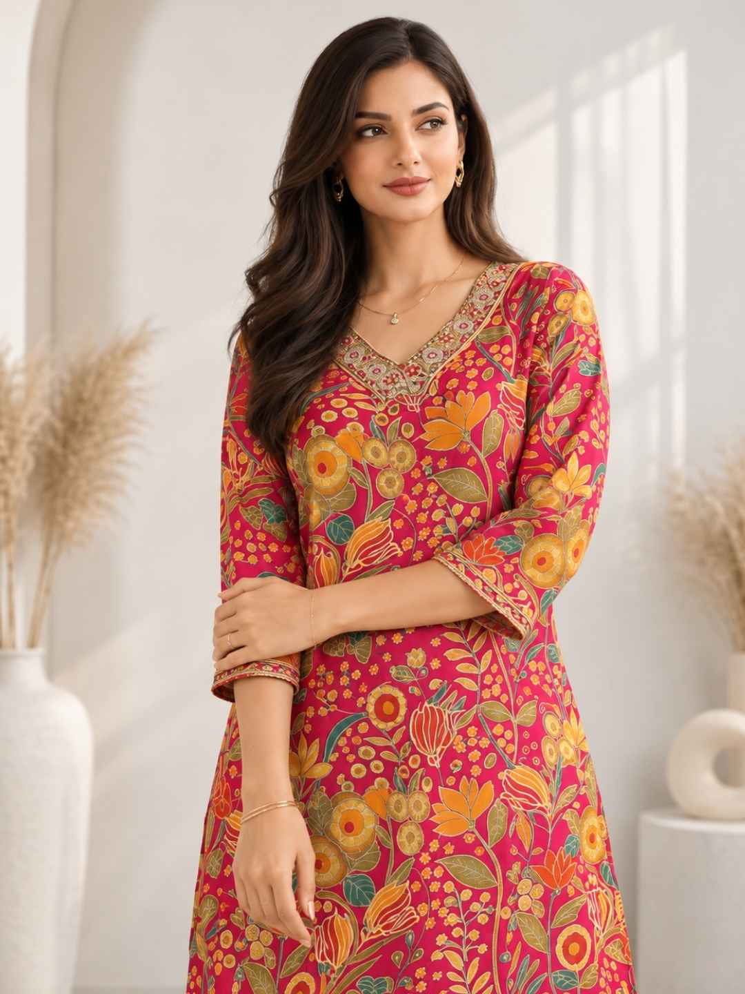 Barnali Cherry Printed Work Kurti