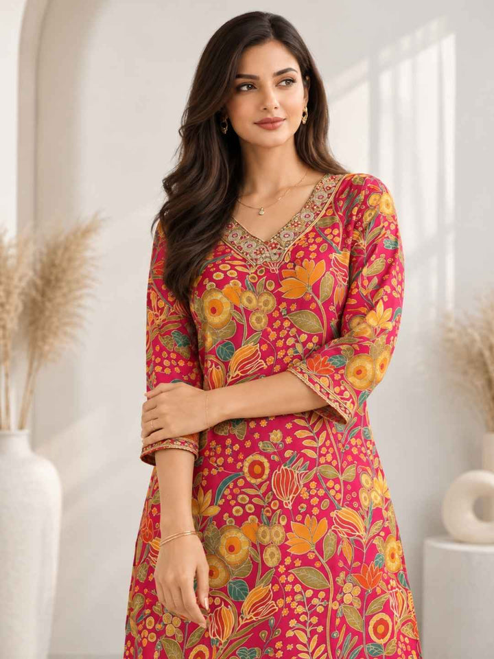 Barnali Cherry Printed Work Kurti