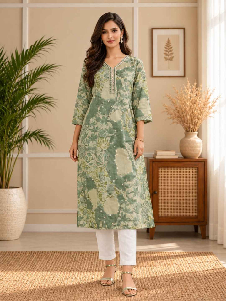 Barnali Fern Printed Work Kurti