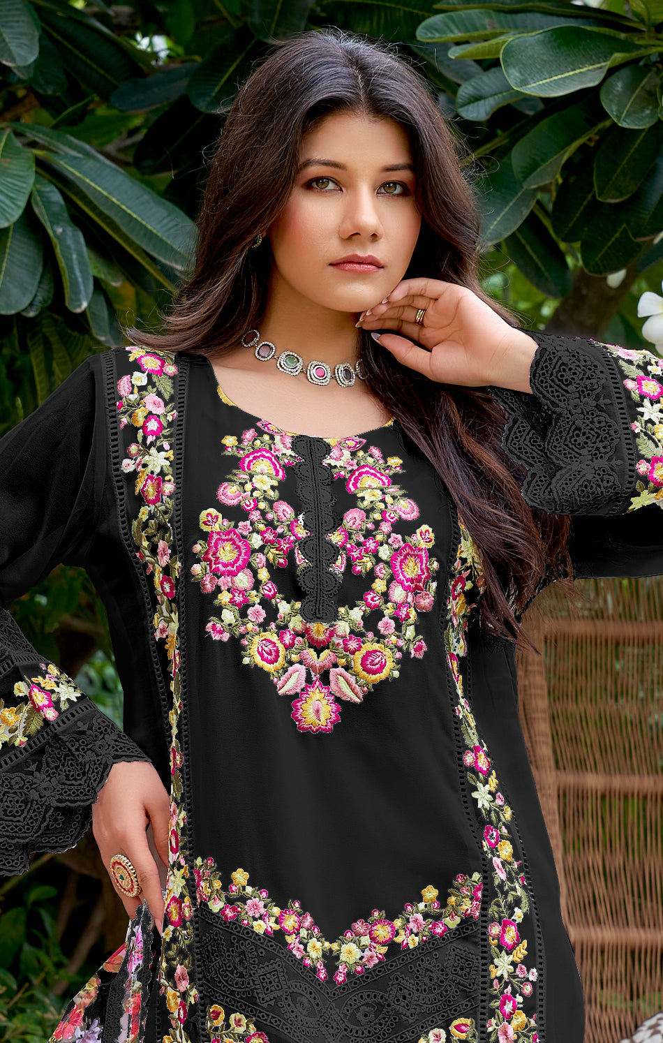 Sainabi Black Rich Full Work Pakistani Suit Set
