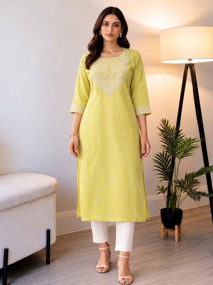 Chandri Mint Embroidered Kurti