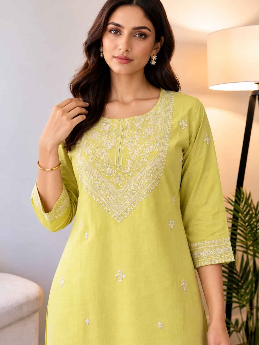 Chandri Mint Embroidered Kurti