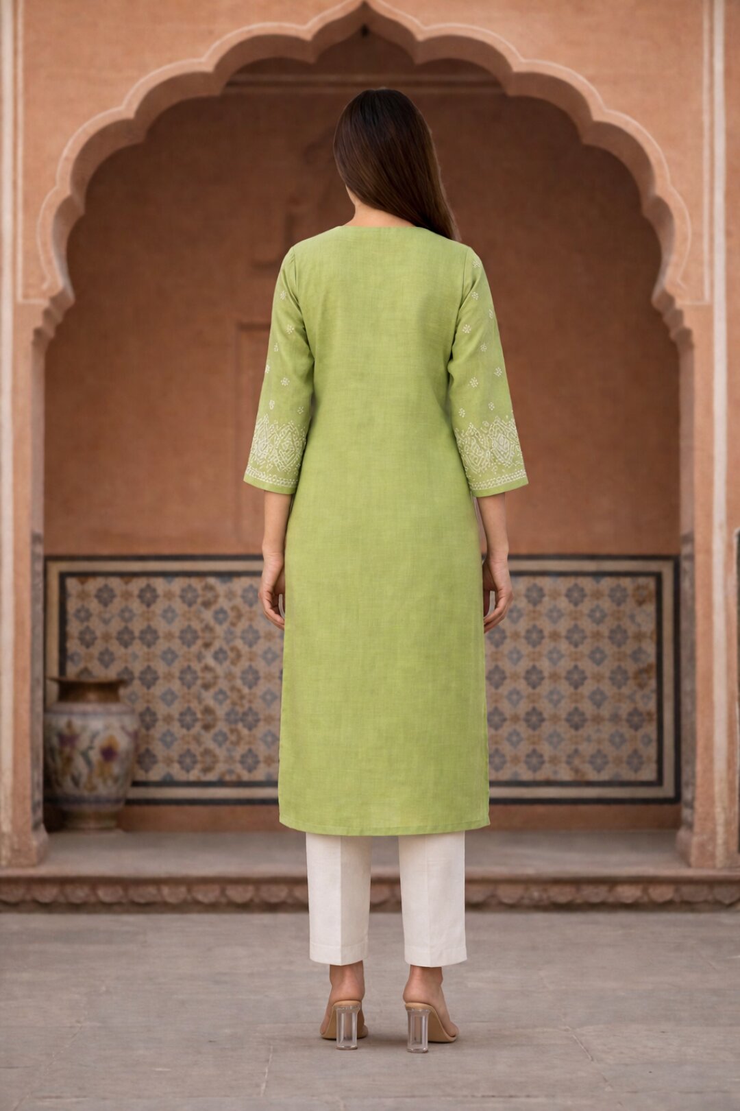 Sarvari Celery Embroidered Kurti