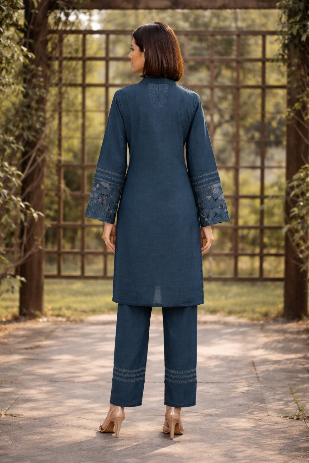 Gaurisha Teal Cut Work Co-ord Set