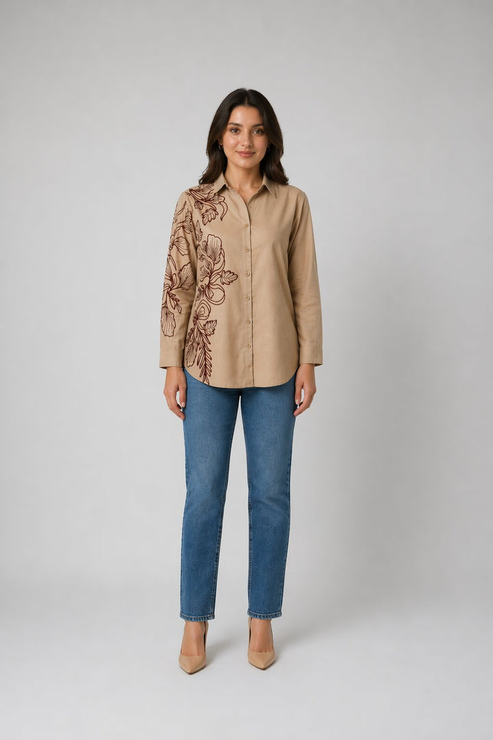 Drona Tuscan embroidery cotton shirt