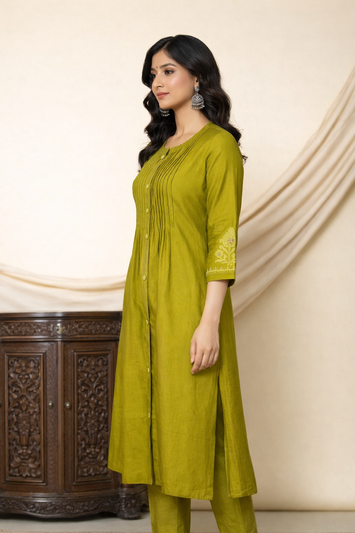 Mika Lime Kurta Pant Set