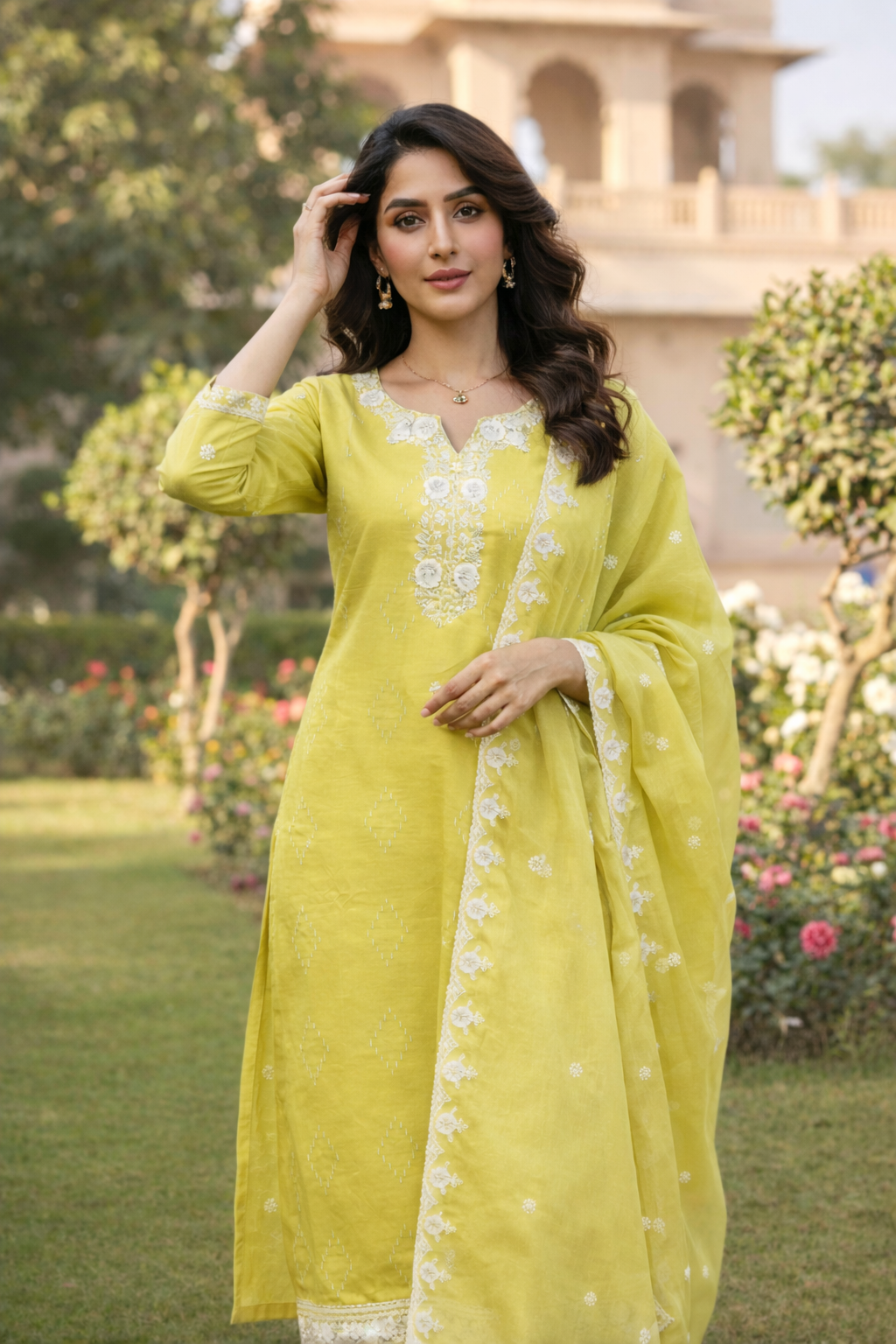 Bahara Sunglow Printed Embroidered Suit Set