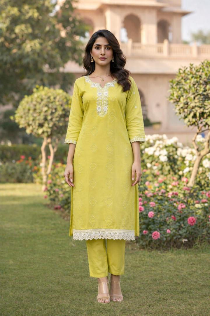 Bahara Sunglow Printed Embroidered Suit Set